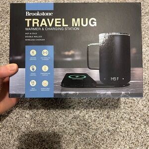 Brookstone Black Travel Mug with Warmer and Charger